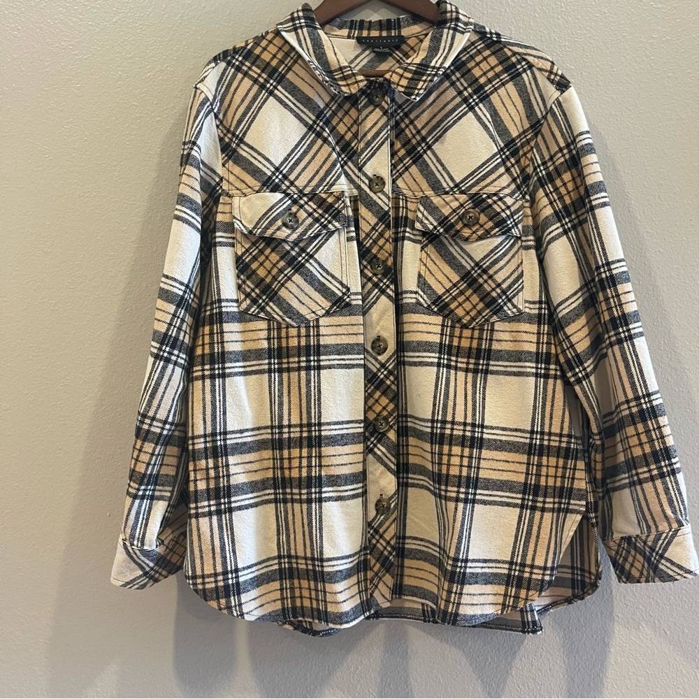 Anthropologie Sanctuary Plaid Shacket | Oversized Flannel Jacket Size Large